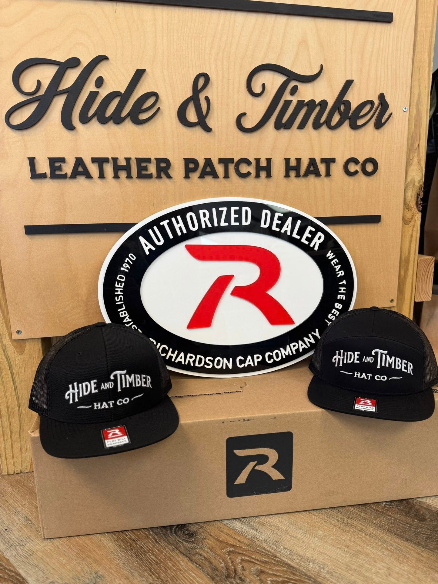 Hide & Timber Hat Co Embroidered Richardson 168 - Black/Black
