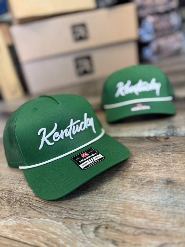 Kentucky Embroidered Richardson 112 Five Panel Rope - Kelly/ White Rope