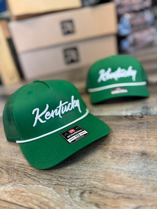 Kentucky Embroidered Richardson 112 Five Panel Rope - Kelly/ White Rope
